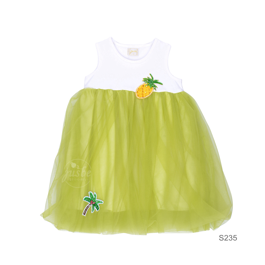 S235 Pineapple Mesh Dress Green