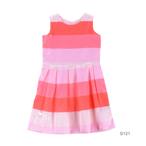 S121 Stripe dress coral pink