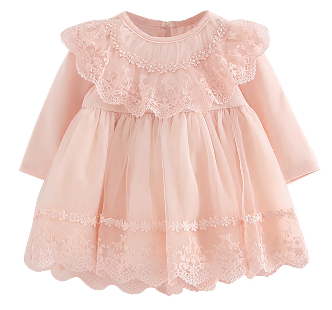 B1705P Baby lace dress pink 