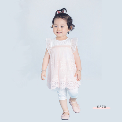 S370 EMB Mesh dress Pink