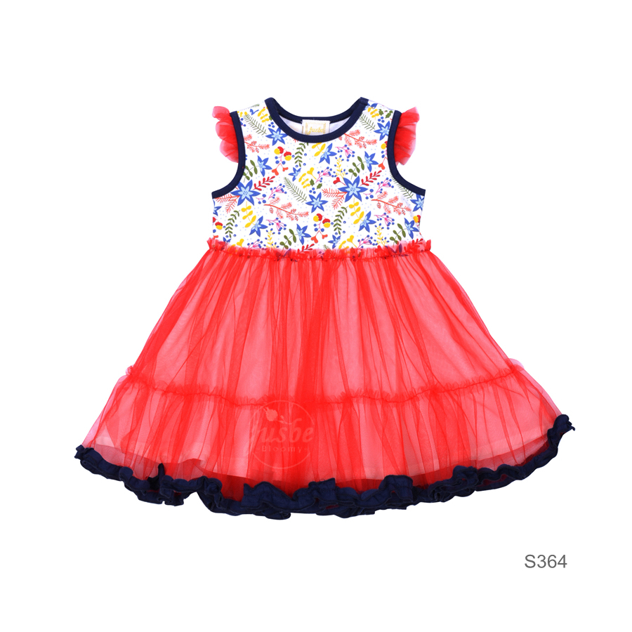 S364 Floral Pinting Dress Red