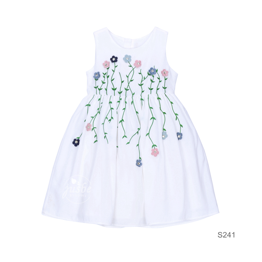 S241 3D Flower EMB Dress White