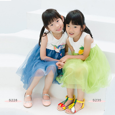S228 Bird Emb Dress Blue