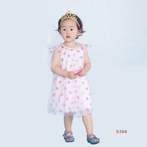 S366 Gold Dots Dress Pink