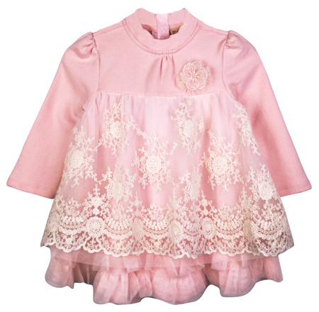 B1703 Baby emb dress pink