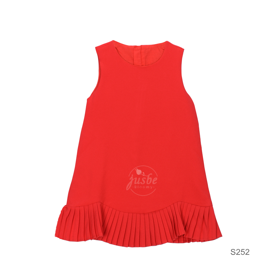 S252 Pleated Lace Dress  Red