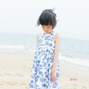 S151 Blue Flower Dress Blue